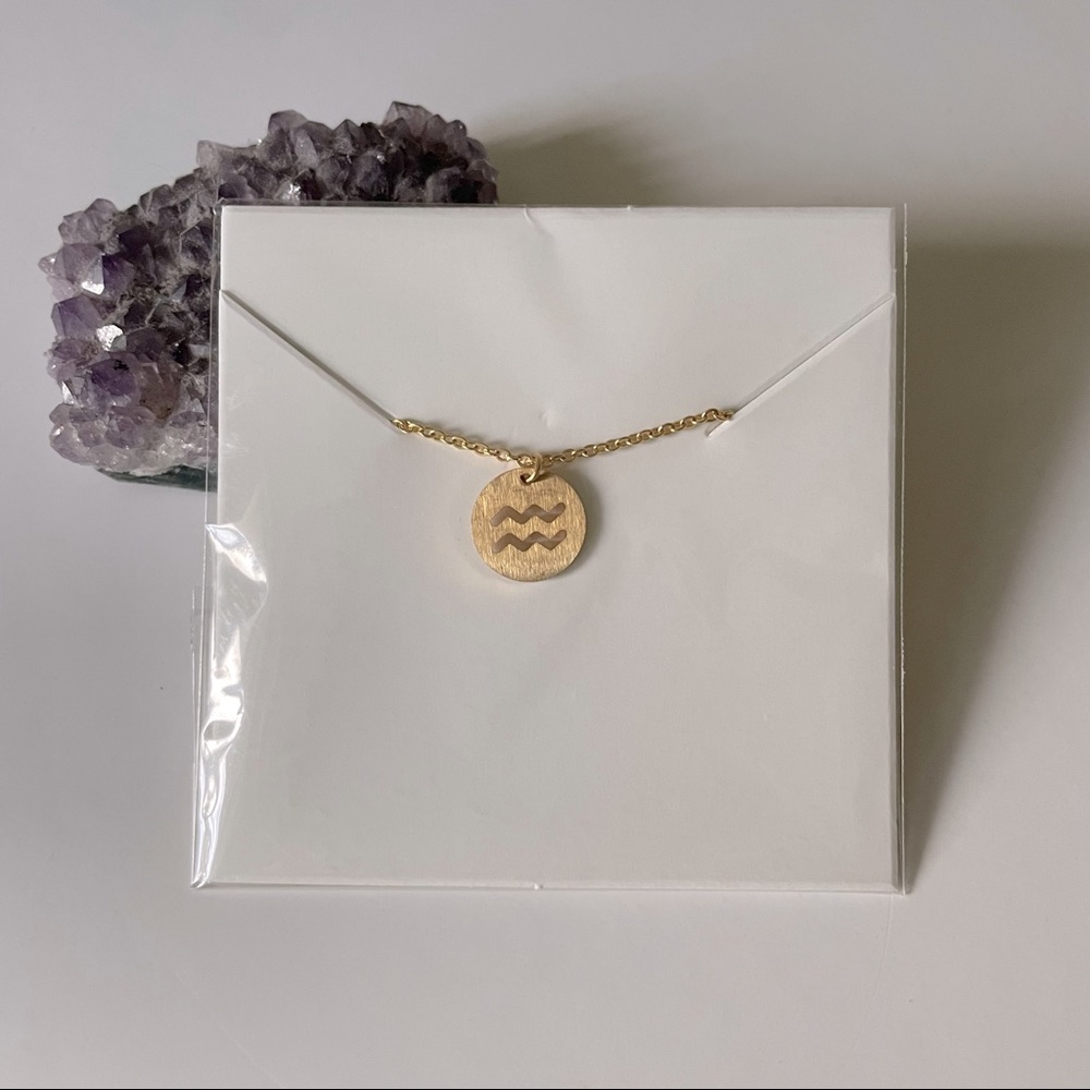 Gold Dainty Aquarius Zodiac Necklace